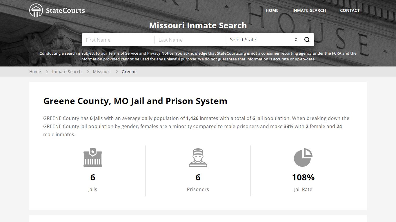 Greene County, MO Inmate Search - StateCourts